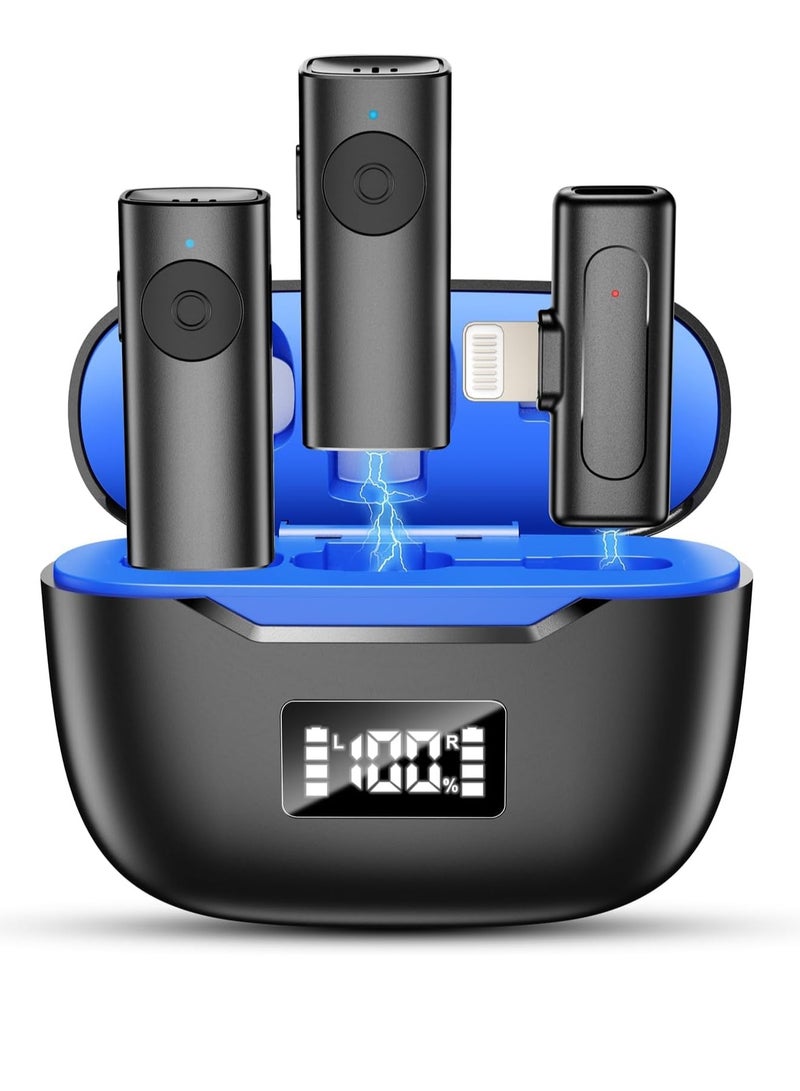 KASTWAVE Wireless Lavalier Microphone for iPhone iPad, 2 Pack Lapel Microphone Built-in Noise Reduction Chip, 28H, LED Display, Plug-Play, Auto-Sync Wireless Clip Mic for Video Recording/Interviews/Vlog - Image 1