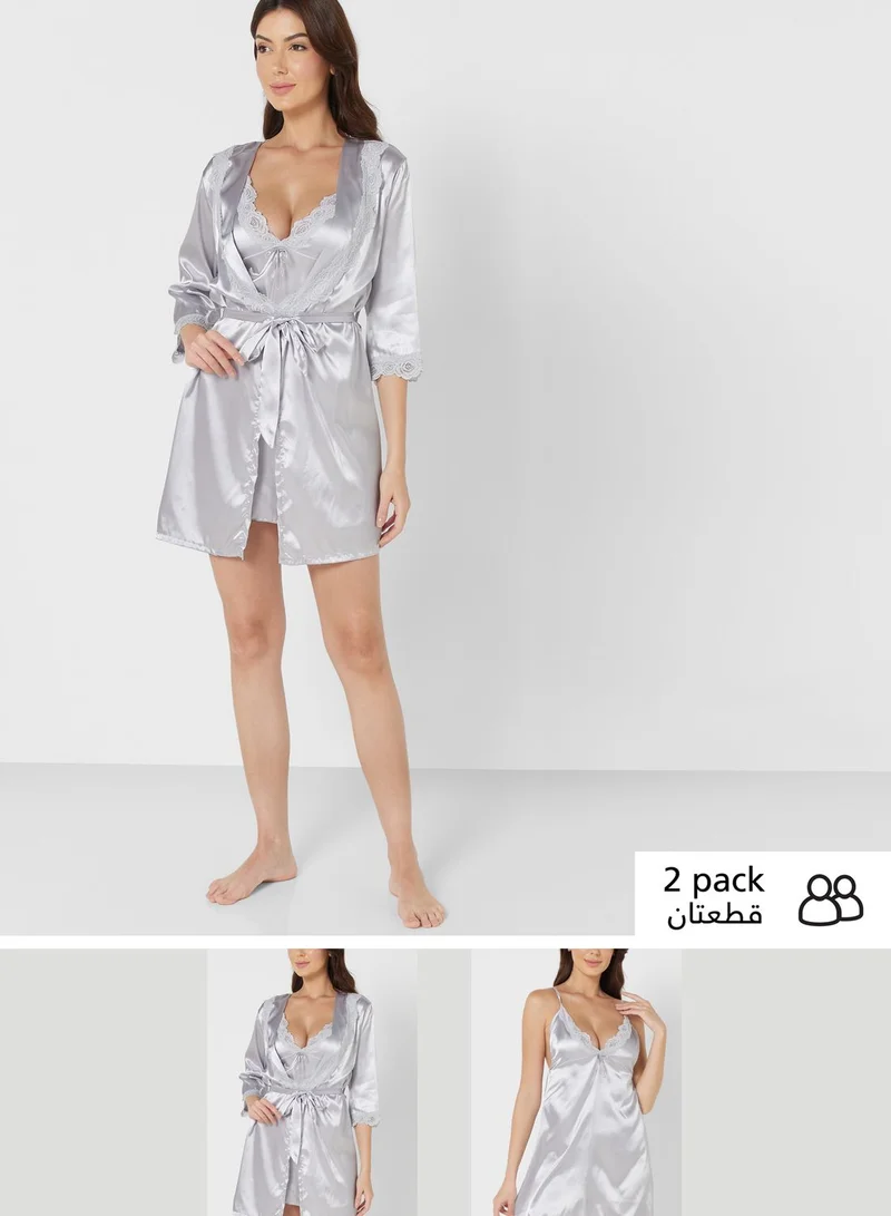 ELLA 2 Piece Pyjama Set Night Robe & Strappy Dress