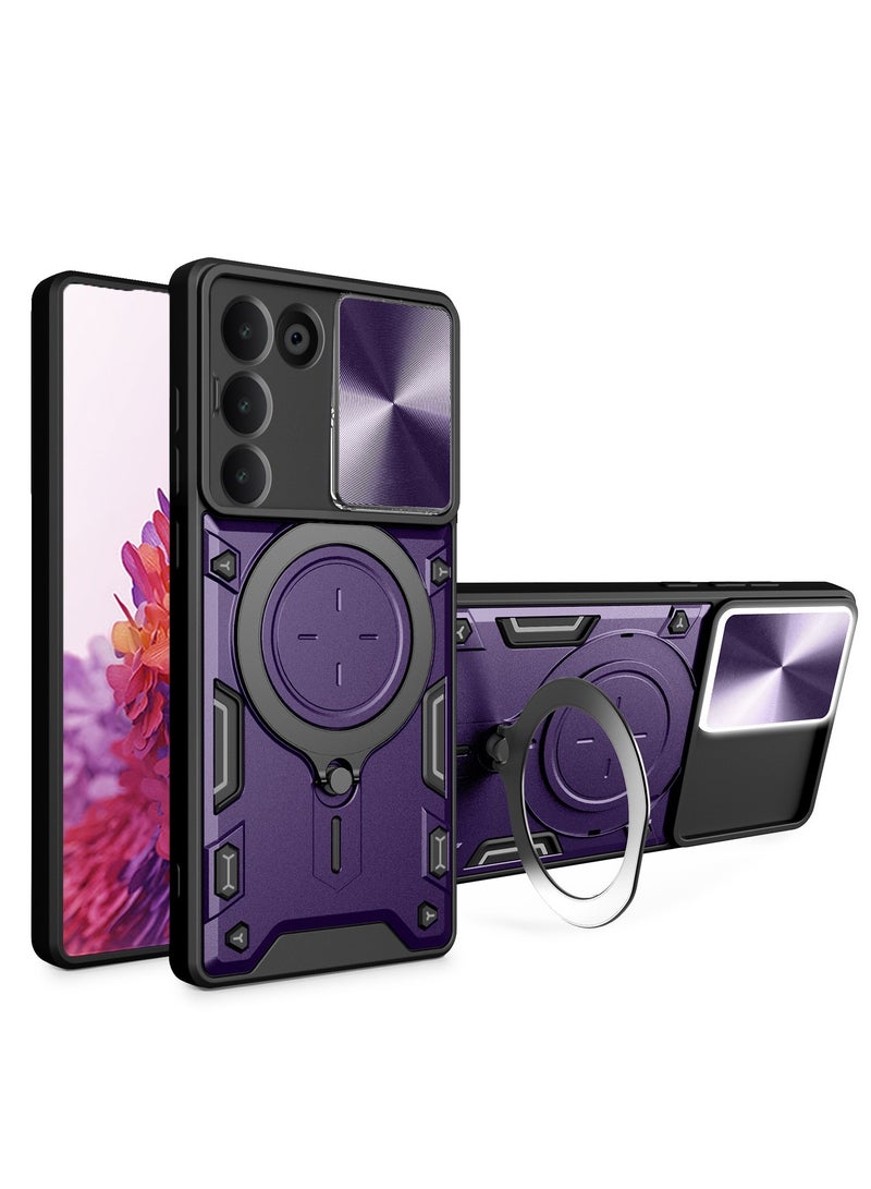 شيلد ايجيبت لهاتف فيفو في 30لايت / واى100 اى دى ان(Vivo V30 Lite 4G/Y100 IDN) جراب حماية مع باب جرار لحماية عدسة  الكاميرا المدرعة مدمج بزاوية 360 درجة - (بنفسجى)