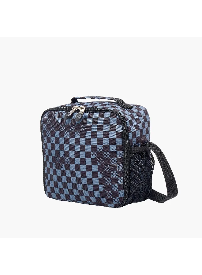 St.right Lunch Bag-Chessboard-Crush-1 Cmprt-Boys (Polyester) Black \ 21X11X22