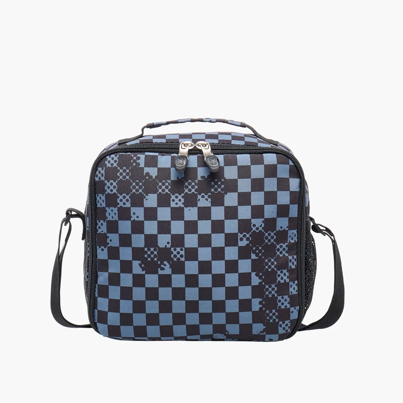 St.right Lunch Bag-Chessboard-Crush-1 Cmprt-Boys (Polyester) Black \ 21X11X22