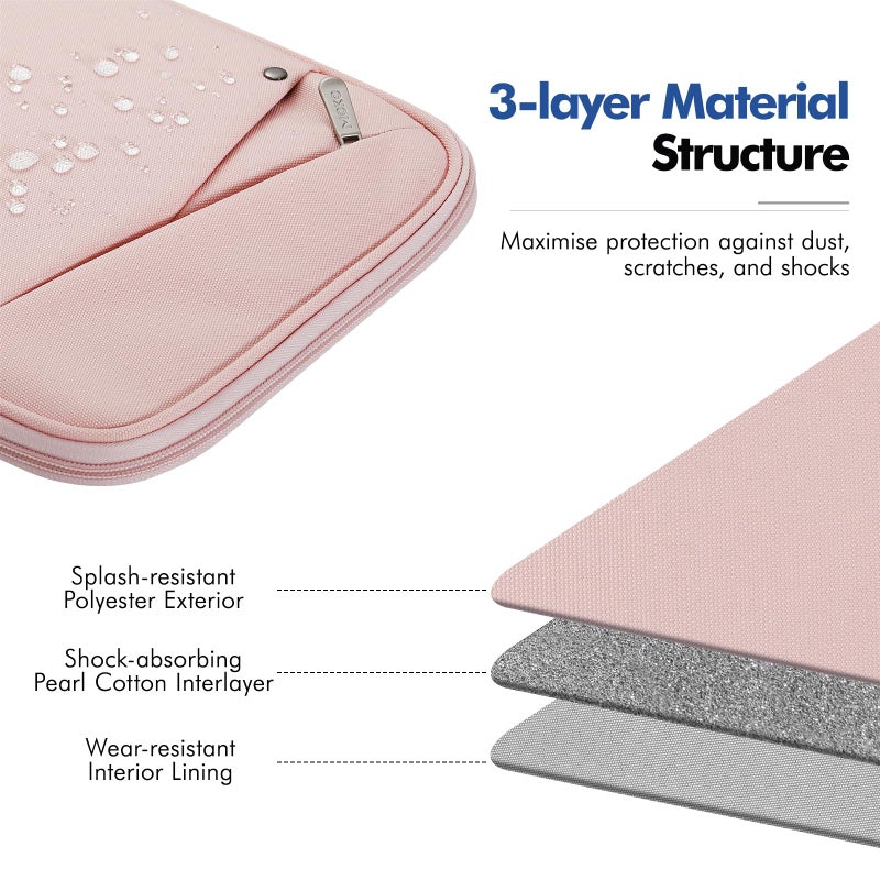 MoKo 9-11 Inch Tablet Sleeve Carrying Case with Handle, Padded Protective Travel Bag for New 11-inch iPad Air 3/Pro M5/ A16 2025, iPad 10. Gen/Air 5/4. 10.9, i-Pad 9/8. 10.2,Tab S9/S8 11, Pink - Image 4