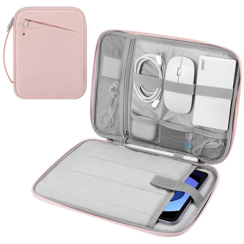 MoKo 9-11 Inch Tablet Sleeve Carrying Case with Handle, Padded Protective Travel Bag for New 11-inch iPad Air 3/Pro M5/ A16 2025, iPad 10. Gen/Air 5/4. 10.9, i-Pad 9/8. 10.2,Tab S9/S8 11, Pink - Image 1