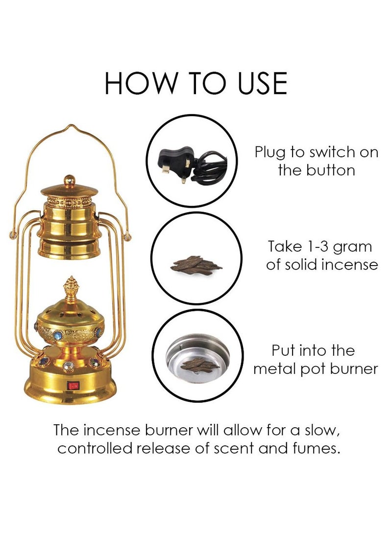 Bakhoor BoSidin Electric Incense Burner Oud Mabkhara Lamp Design Gold for Home and Office Decore  - Image 2