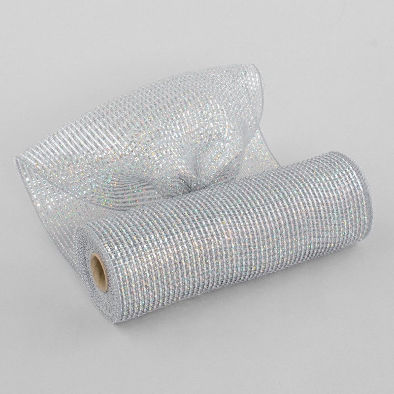 10 Poly Mesh Rolls Deluxe Wide Platinum Silver Foil Solid 10 Inches Wide by 10 Yards Long Poly Mesh Makes Creating Bows Wreaths GarlandGift Wrap Easy