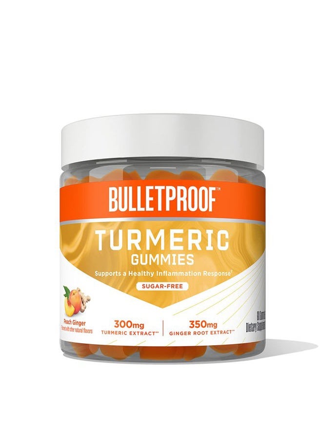 Sugar-Free Peach Ginger Turmeric Gummies, 60 Count, Keto Supplement for Joint and Inflammation Response Support, New and Improved Flavor and texure, Packaging May Vary