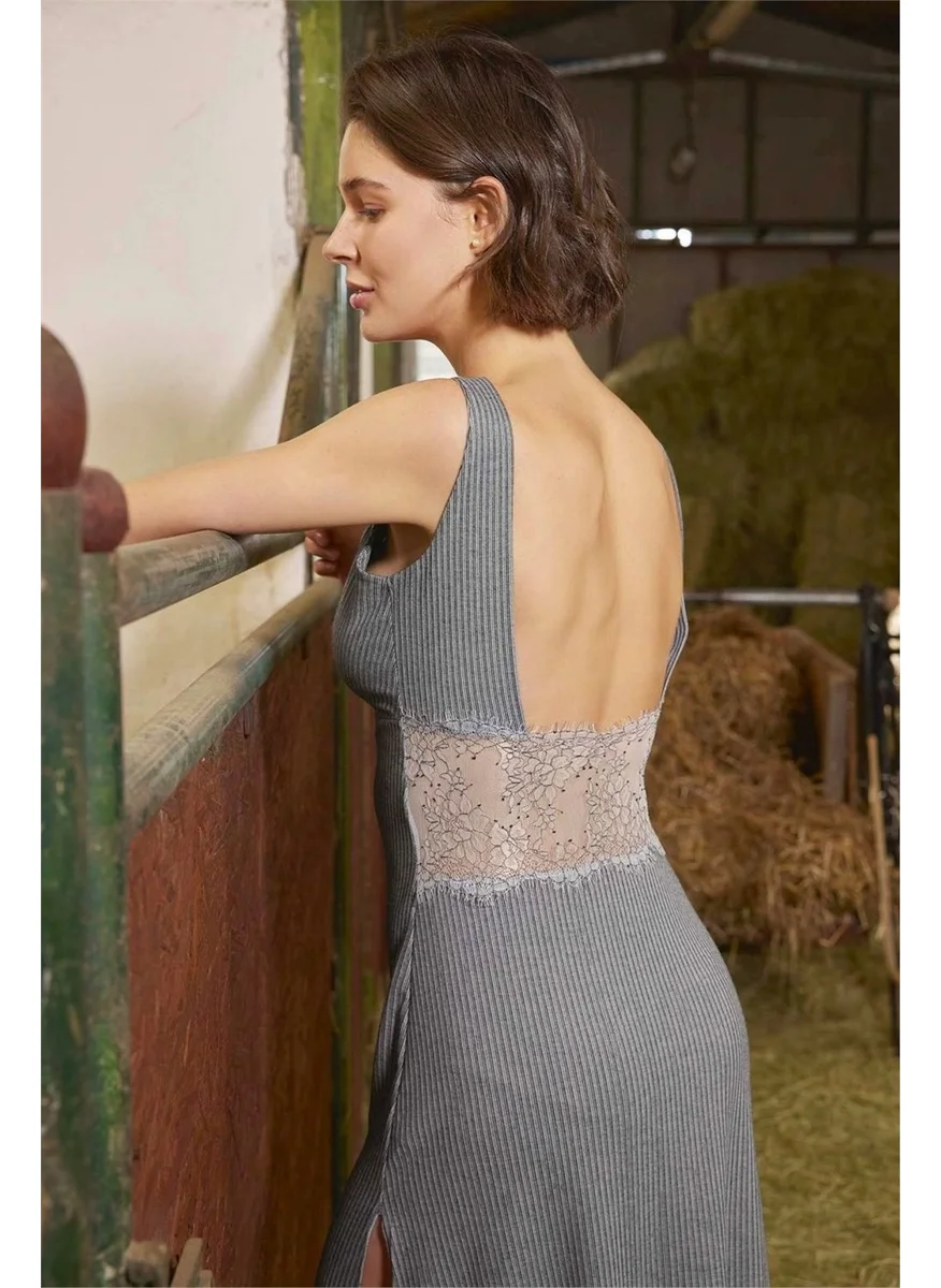 Monamise 21103 Women's Gray Short Sleeve Nightgown