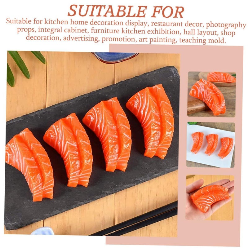 6pcs Simulation Salmon Model Realistic PVC Fake Sashimi for Restaurant Decor Food Toy - Image 5
