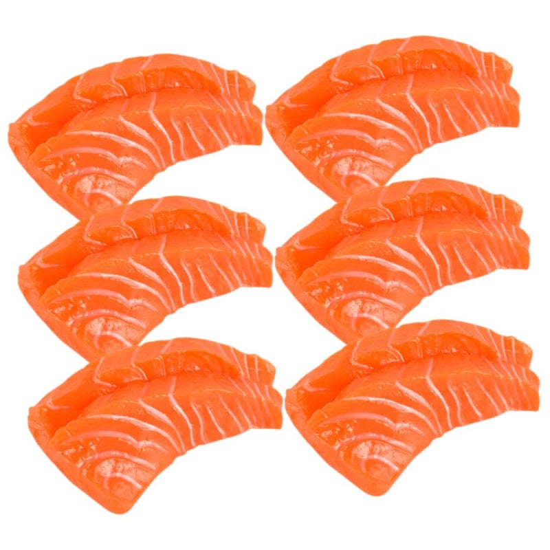 6pcs Simulation Salmon Model Realistic PVC Fake Sashimi for Restaurant Decor Food Toy - Image 2