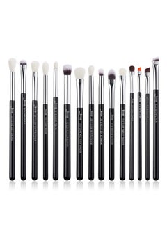Jessup Eye Makeup Brushes Set Professional 15Pcs With Eyeshadow Blending Concealer Eyebrow Eyliner Brush (Pearl Black/Silver)  - Image 1