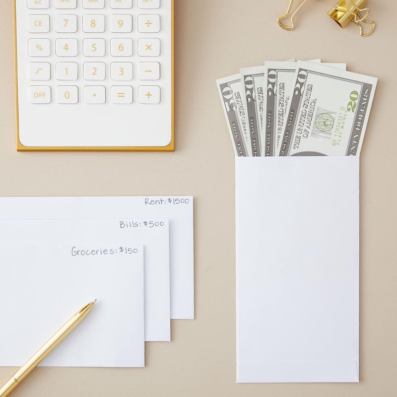Juvale Money Envelopes for Cash, Coins, Budgeting, Gifts - 100 Pack (White, 3.5 x 6.5 in) - Image 4
