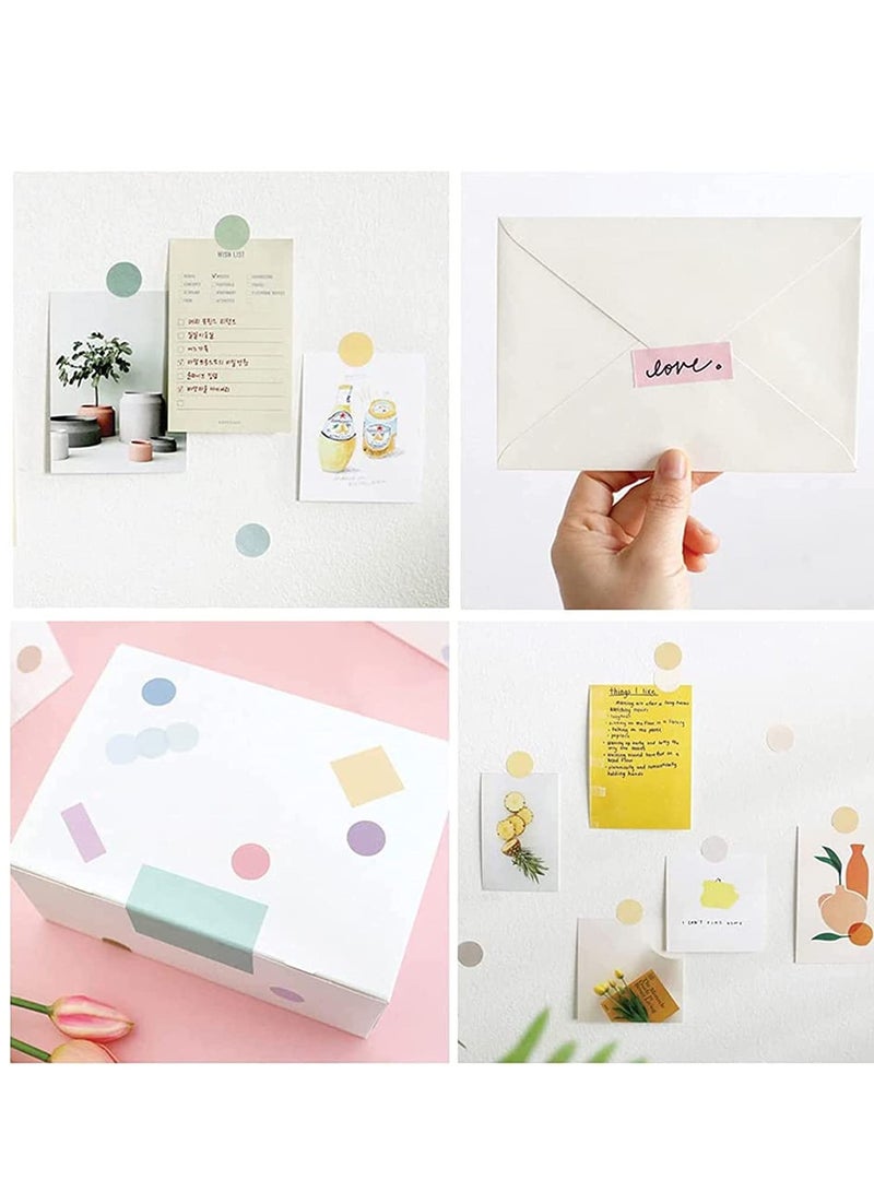 Zikra Washi Tape Set, 4 Colors, 76 PCS  Colorful Coding Dot Sticker Labels, 16 Sheets Multi-Styling Round and Square for Planners, Scrapbook, Diary, Memo, DIY Crafts, Gift Decoration - Image 4