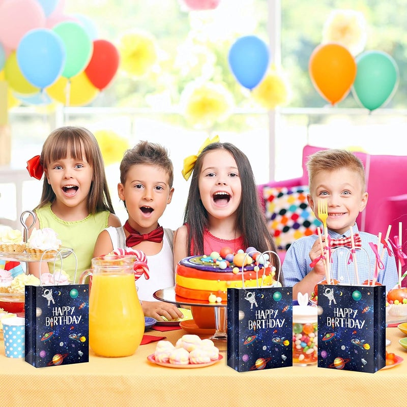 Outus 32 Pack Outer Birthday Space Party Favors Space Goody Bags with Handles Galaxy Gift Bags Kraft Paper Planet Goodie Treat Astronaut Present for Boys Girls Theme Party - Image 5