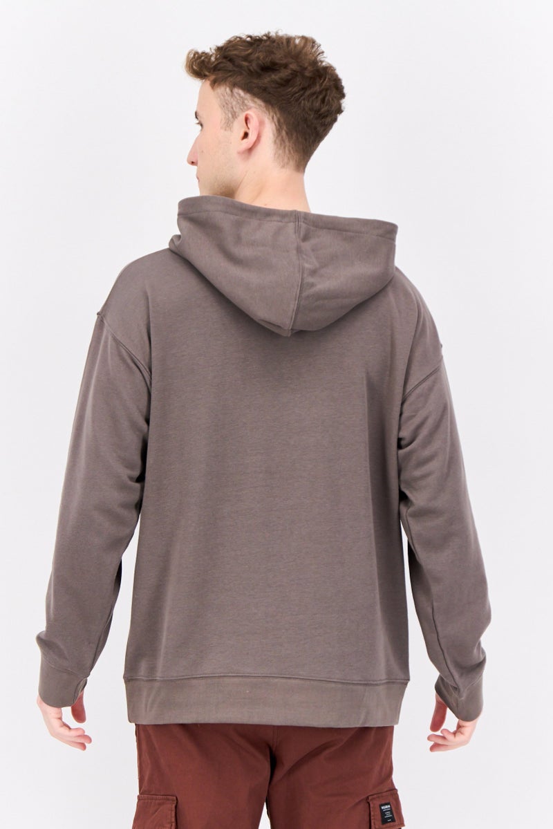 Established Redefining Essentials Men Hooded Long Sleeve Brand Logo Sweatshirt, Dark Grey - Image 3