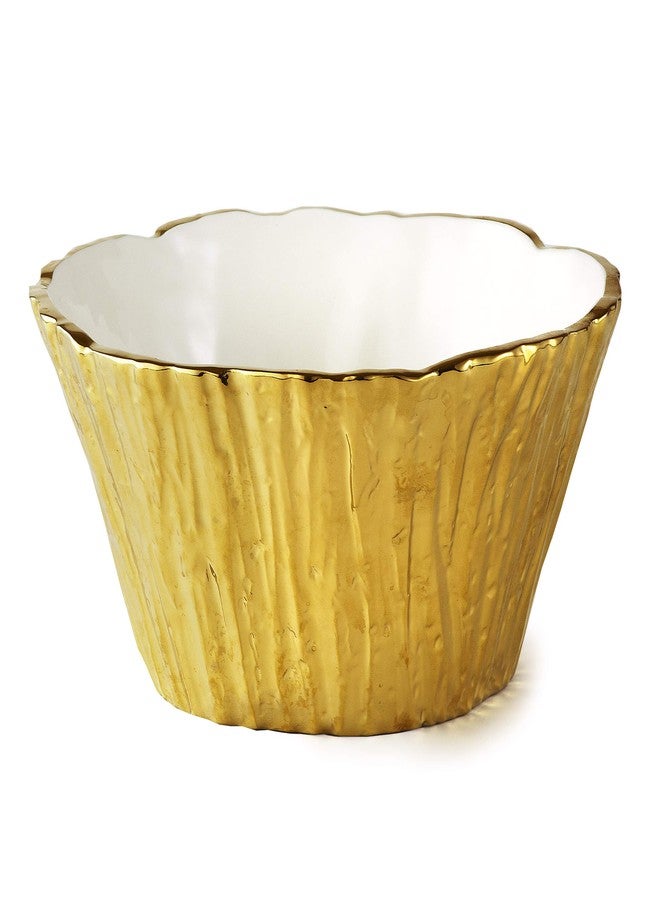 Elegance Gold Tree Bark Porcelain Bowl 8 Inch - Image 1