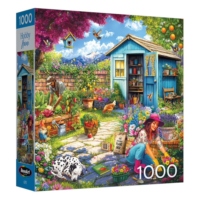 روز آرت أحجية الصور المقطوعة المكونة من 1000 قطعة من RoseArt - Hobby Haven - زوجين في الحديقة للبالغين - Image 2
