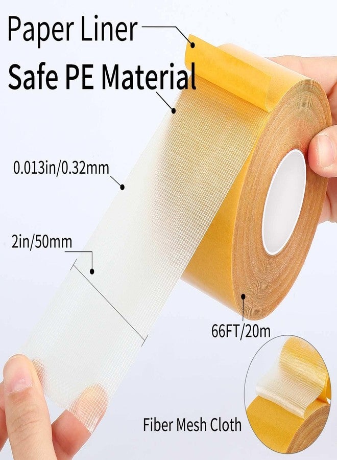 BLUEONE Double-Sided Carpet Tape, Mesh Grid Fiber, 2m Width, 66FT/20m Length, Non-Slip Waterproof PE Material, Removable Adhesive for Floor Mats, Wall Decor - Image 2
