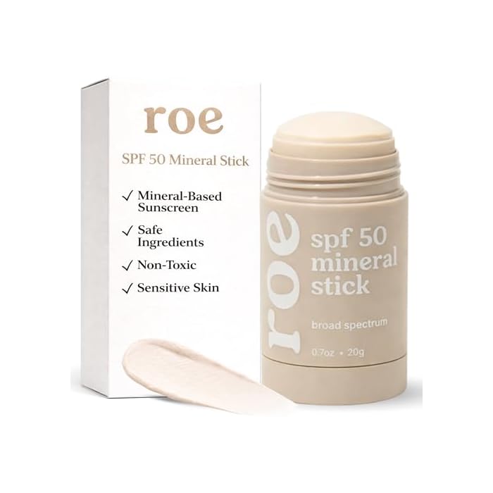 Roe Wellness- Mineral Sunscreen Stick SPF 50 Reef Safe Roll-On Clean Ingredients Zinc Oxide Sun Protection | Face & Body UVA & UVB | Great For Kids, Toddlers, Newborns & Adults