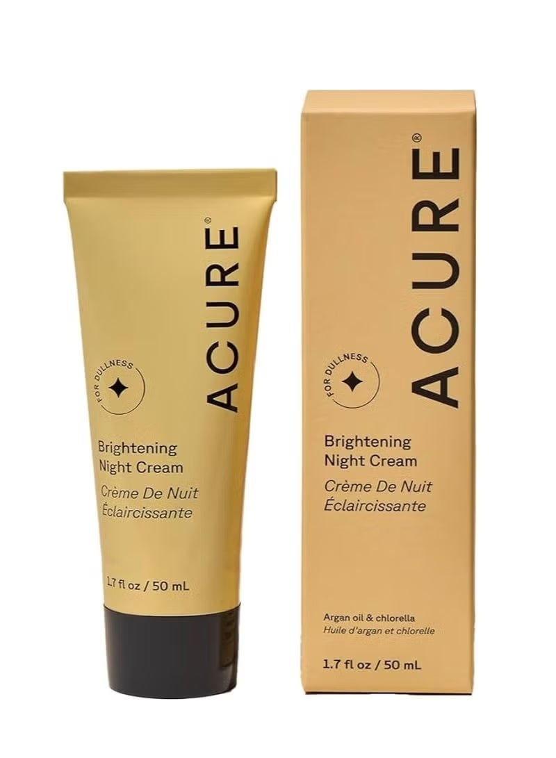 Acure Brightening Night Cream - Night Time Moisturizer Cream for Face & Neck - 100% Vegan Formula with Argan Oil, Chlorella & Echinacea - Hydration & Moisturizing for All Skin Types - 50ml - Image 1