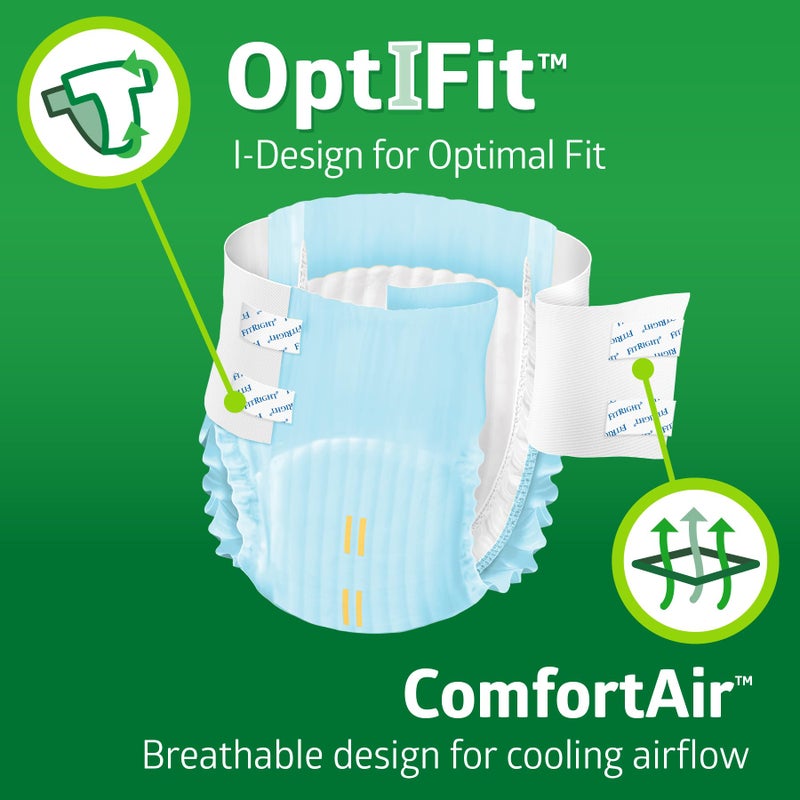 FitRight Extra+ Adult Diapers, Disposable Incontinence Briefs, Leak-Proof Diaper, Absorbent Briefs for Men and Women, Maximum Protection, Large, 44 â€“ 56 in, 20 Briefs per Bag - Image 2