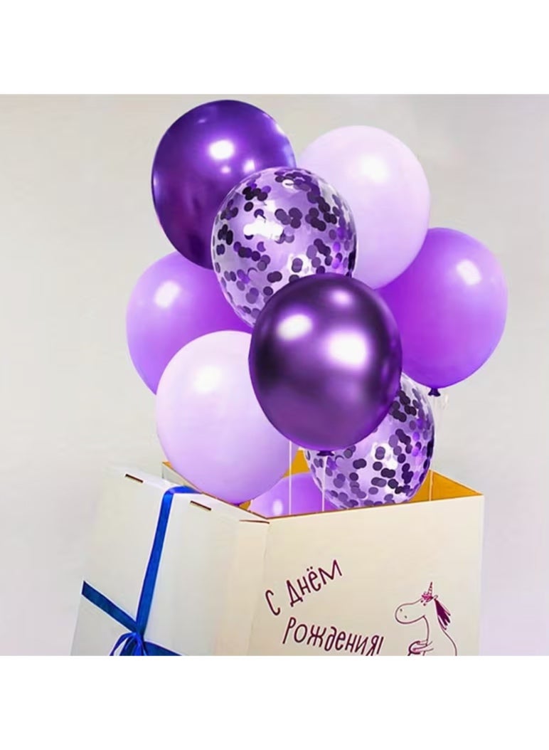 44pcs Metallic Purple And Macron Purple Latex Balloons | Ideal for Birthday, Wedding, Anniversary - Image 3