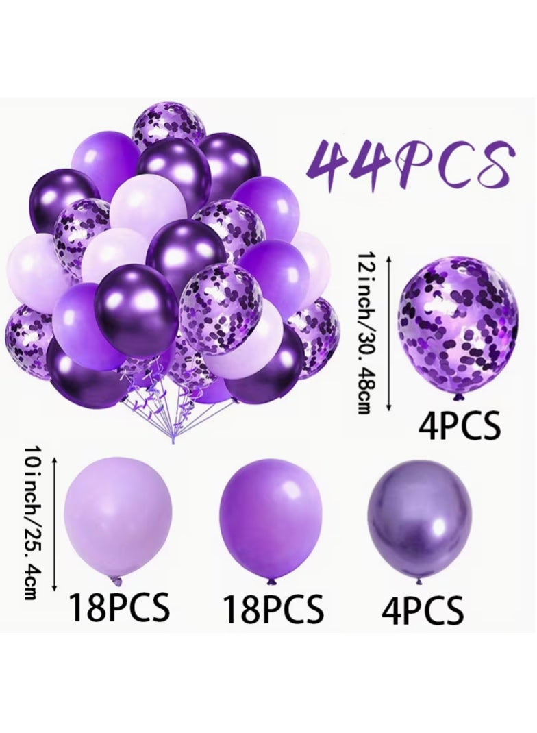44pcs Metallic Purple And Macron Purple Latex Balloons | Ideal for Birthday, Wedding, Anniversary - Image 2