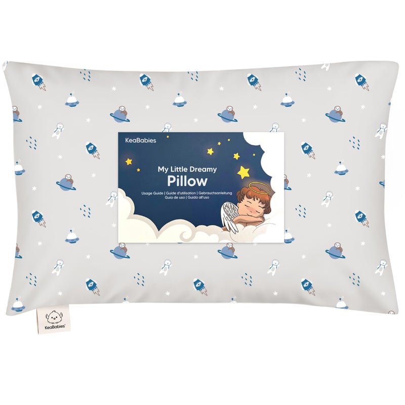 KeaBabies Toddler Pillow with Pillowcase - 13x18 My Little Dreamy Kids Travel Bed Pillows for Sleeping, Organic Cotton Small Pillowcase, Soft & Breathable, Machine Washable, Toddlers 2-5 years old (Cosmo) - Image 1