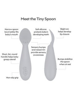 ezpz Pack Of 2 Tiny Baby Spoon 100% Silicone Baby Spoons For Baby Led Weaning + Purees 4 Months+ Sienna  - Image 3