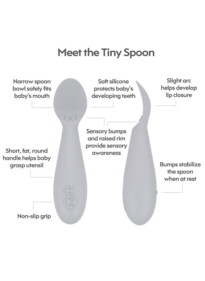 ezpz - Pack Of 2 Tiny Baby Spoon 100% Silicone Baby Spoons For Baby Led Weaning + Purees 4 Months+ Sienna - Image 1