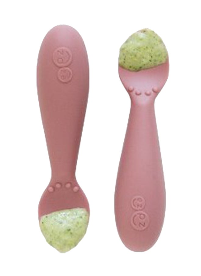ezpz - Pack Of 2 Tiny Baby Spoon 100% Silicone Baby Spoons For Baby Led Weaning + Purees 4 Months+ Sienna - Image 1