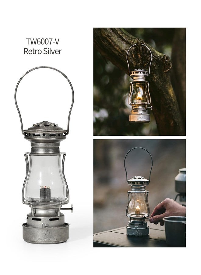 Thous Winds Vintage Oil Lantern, Waterproof Fuel Lantern with Carry Handle, for Outdoor Camping Hiking Patio Picnic, Retro Silver - Image 4