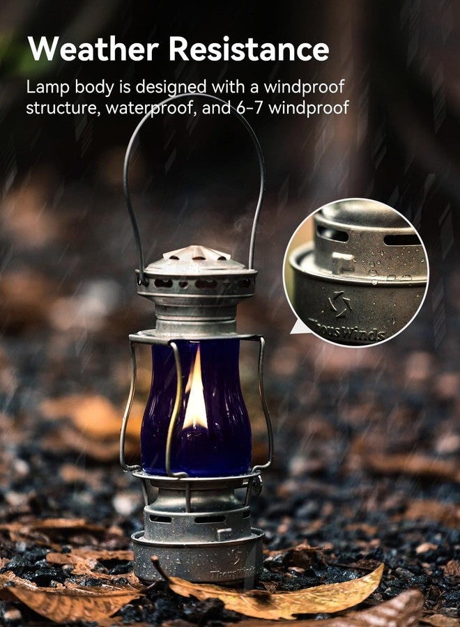 Thous Winds Vintage Oil Lantern, Waterproof Fuel Lantern with Carry Handle, for Outdoor Camping Hiking Patio Picnic, Retro Silver - Image 5