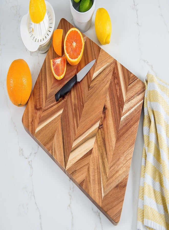 ليبر أنترناشونال لوح تقطيع وتقديم مستطيل الشكل من خشب الأكاسيا من ليبر إنترناشونال، بنمط متعرج، مزود بمقابض داخلية لتقطيع اللحوم والفواكه والخضراوات، متوسط الحجم، 12 بوصة × 16 بوصة × 1 بوصة سمك - Image 3