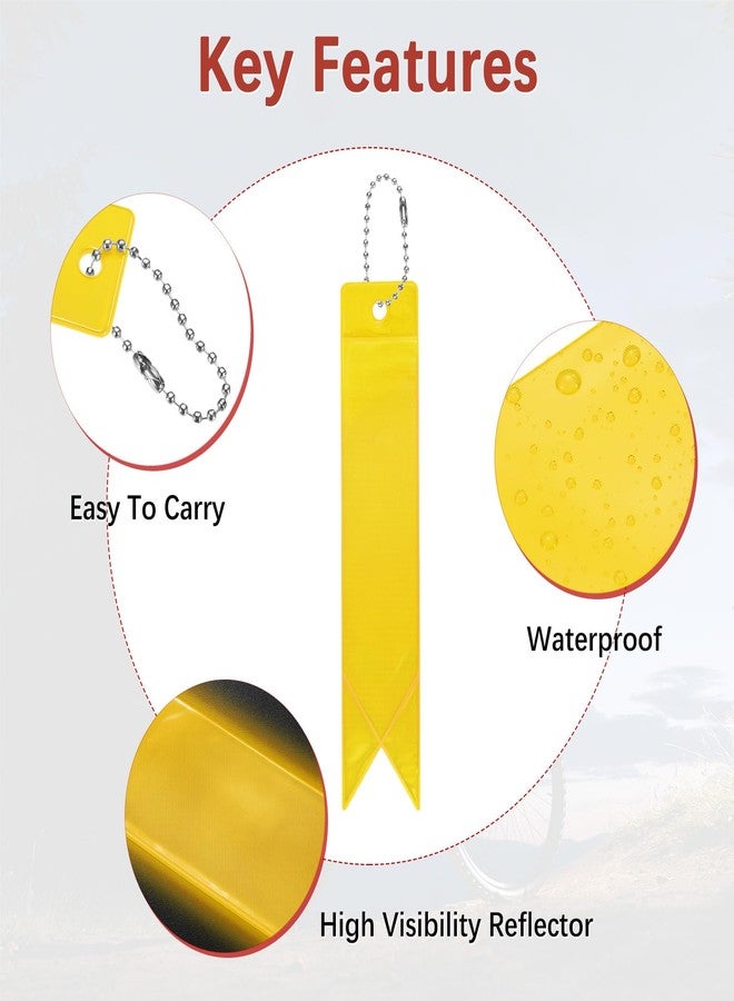TIXIPEM Safety Reflector Pendants [8PCS] - Reflective Safety Keychain Gear with Chain Use for Backpack & Running & Cycling - [Golden-5.9IN/15CM] Double-Sided Reflective Tags - Image 5
