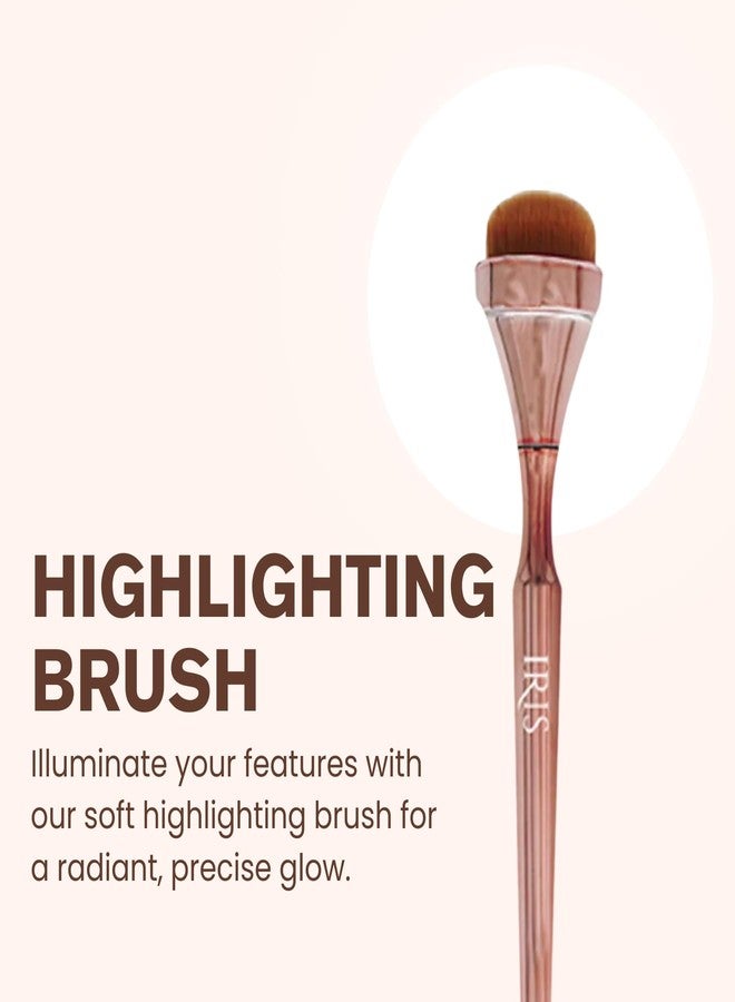 Iris Cosmetics Iris Luminous HD Highlighting Brush | Professional Makeup Brush for Highlighter & Glow | Cruelty-Free, Vegan, Soft Synthetic Fibres | Rose Gold Expert Beauty Tool for Radiant Finish - Image 4