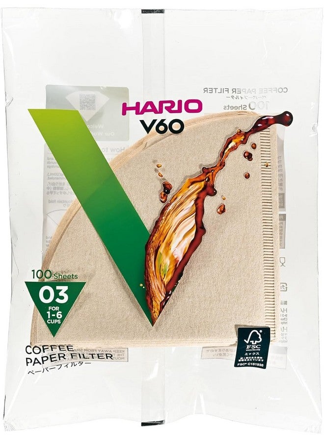 Hario مرشح قهوة هاريو V60 ورقي، حجم 03، طبيعي، 100 قطعة - Image 1