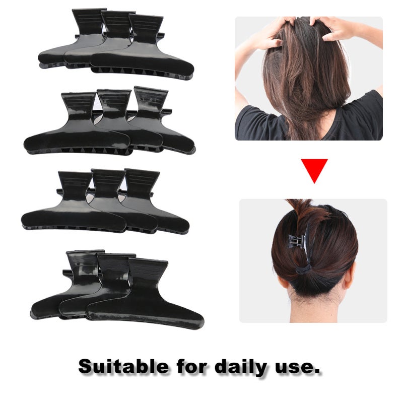 Hair Clip Set: Black Plastic Hair Clamps - Lightweight Tight Grip Hairpin for Women Daily Hair Styling & Sectioning - Image 5