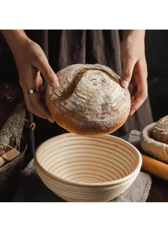 2 حزمة من الخبز سلة ، سلة الخبز الطبيعية الروطان ، مع بطانة الكتان جولة العجين الخبز وعاء ، مناسبة المهنية والأسرية بيكر  - Image 5