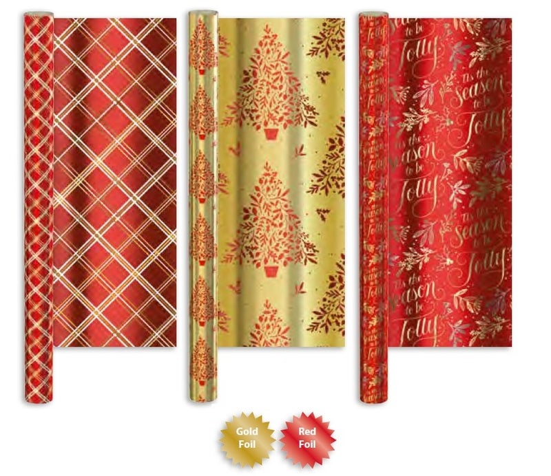 GIFTMAKER 1.5M Foil Christmas Traditions Gift Wrap - Image 1