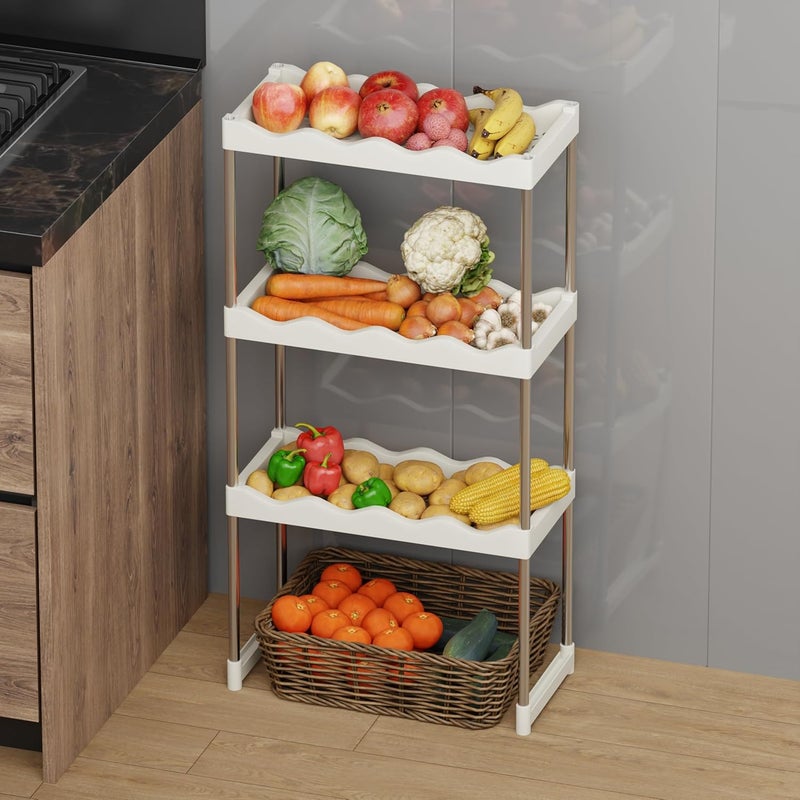 Lukzer Plastic Steel 3 Tier Kitchen Rack Enhanced Multipurpose Spice Storage Shelf Utensil Organizer Stand White92X25X50cm - Image 4