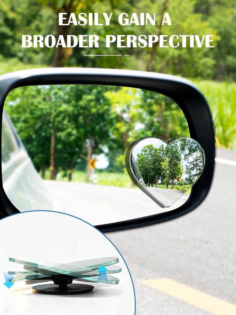 fccairms 2Pcs Heart Shaped Blind Spot Mirrors for Cars, Convex Rearview Mirror for Enhanced Safety, Universal Fit Stick-On Side Mirror, Cute Car Accessories for Women. - Image 3