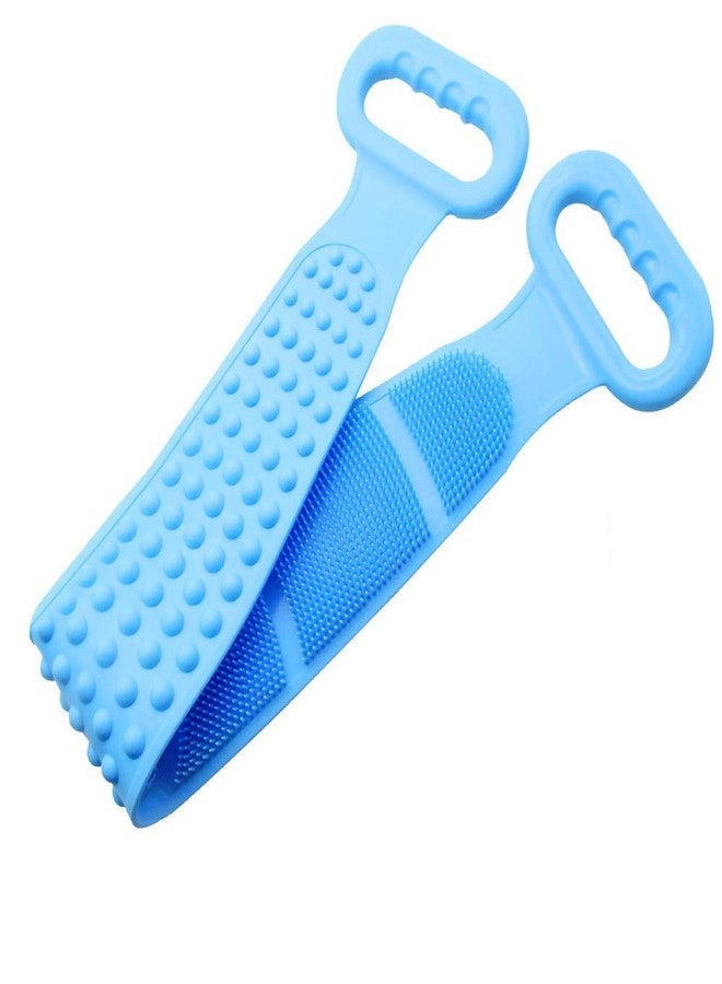 PlantaZee AK Trade Body Back Scrubber Bath Brush Washer For Dead Skin Removal Mens & Womens Double Side Brush Belt (BRU-Blue-001) - Image 2