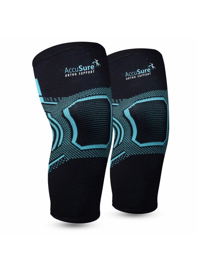 AccuSure - AccuSure Orthopedic Pain Relief Knee Support Cap Brace/Sleeves Pair For Sports, Pain Relief, Compression Support, Exercise, Gym, Running, Cycling, Knee Cap Guard Brace Knee Support For Men & Women - Image 1
