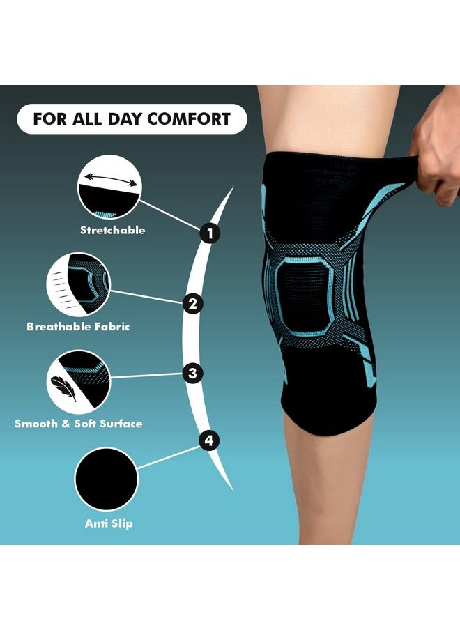 AccuSure - AccuSure Orthopedic Pain Relief Knee Support Cap Brace/Sleeves Pair For Sports, Pain Relief, Compression Support, Exercise, Gym, Running, Cycling, Knee Cap Guard Brace Knee Support For Men & Women - Image 1