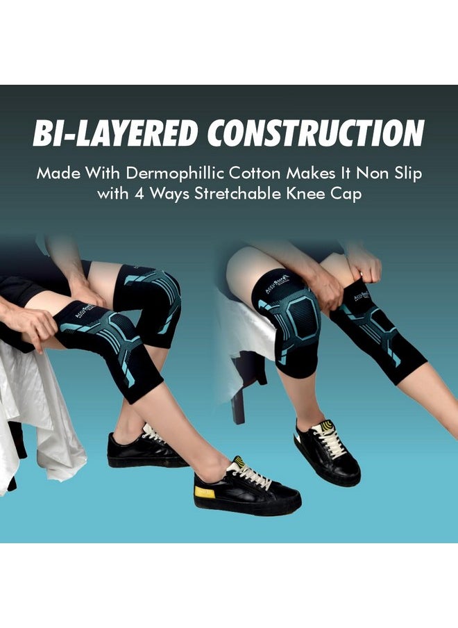 AccuSure - AccuSure Orthopedic Pain Relief Knee Support Cap Brace/Sleeves Pair For Sports, Pain Relief, Compression Support, Exercise, Gym, Running, Cycling, Knee Cap Guard Brace Knee Support For Men & Women - Image 1
