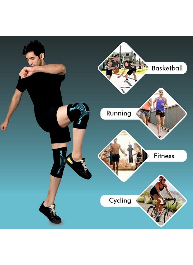 AccuSure - AccuSure Orthopedic Pain Relief Knee Support Cap Brace/Sleeves Pair For Sports, Pain Relief, Compression Support, Exercise, Gym, Running, Cycling, Knee Cap Guard Brace Knee Support For Men & Women - Image 1