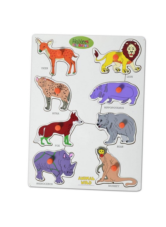 Baybee Wooden Wild Animals Puzzle Games for Kids Toys, Domestic Animals Zoo Puzzle Toys Set with Knob, Board Games Learning Eductaional Animals Wooden Puzzle Toys for Kids for Age 3+ Years Boys Girls - Image 1