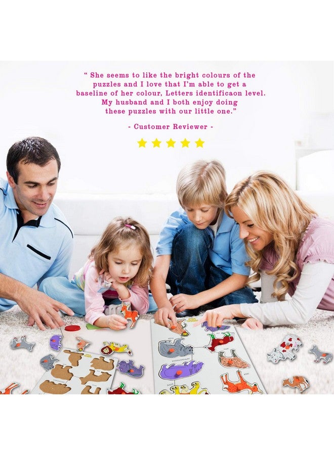 Baybee Wooden Wild Animals Puzzle Games for Kids Toys, Domestic Animals Zoo Puzzle Toys Set with Knob, Board Games Learning Eductaional Animals Wooden Puzzle Toys for Kids for Age 3+ Years Boys Girls - Image 5