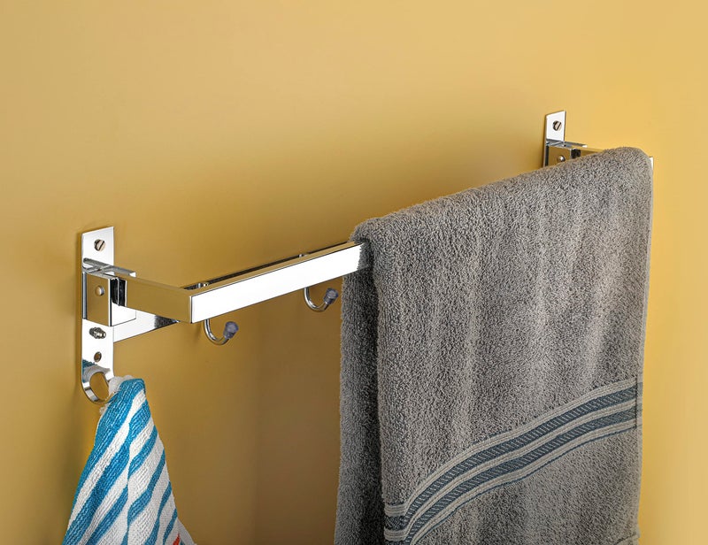 iSTAR Stainless Steel Folding Towel Rack/Towel Stand/Towel Rod/Towel Hanger/Rack Shelf for Bathroom/Bathroom Accessories (24 Inch) (Silver) - Image 2