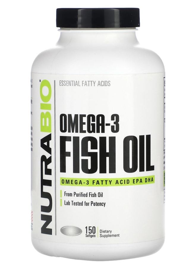 NutraBio Omega-3 Fish Oil 150 Softgels 